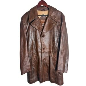Grais Angel‎ Skin Cabretta Leather Jacket Mens Size 40 Reg Brown Mid Length Coat